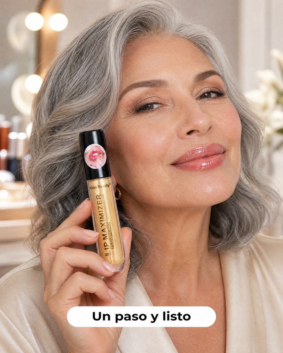 Aplicación del voluminizador de labios