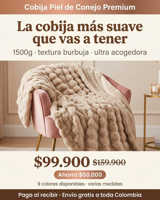Cobija Piel de Conejo Premium 1500g beige