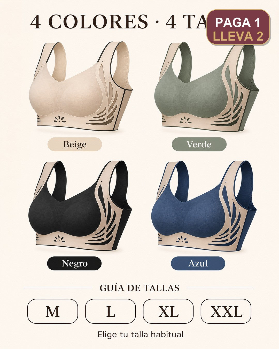 4 colores y 4 tallas disponibles