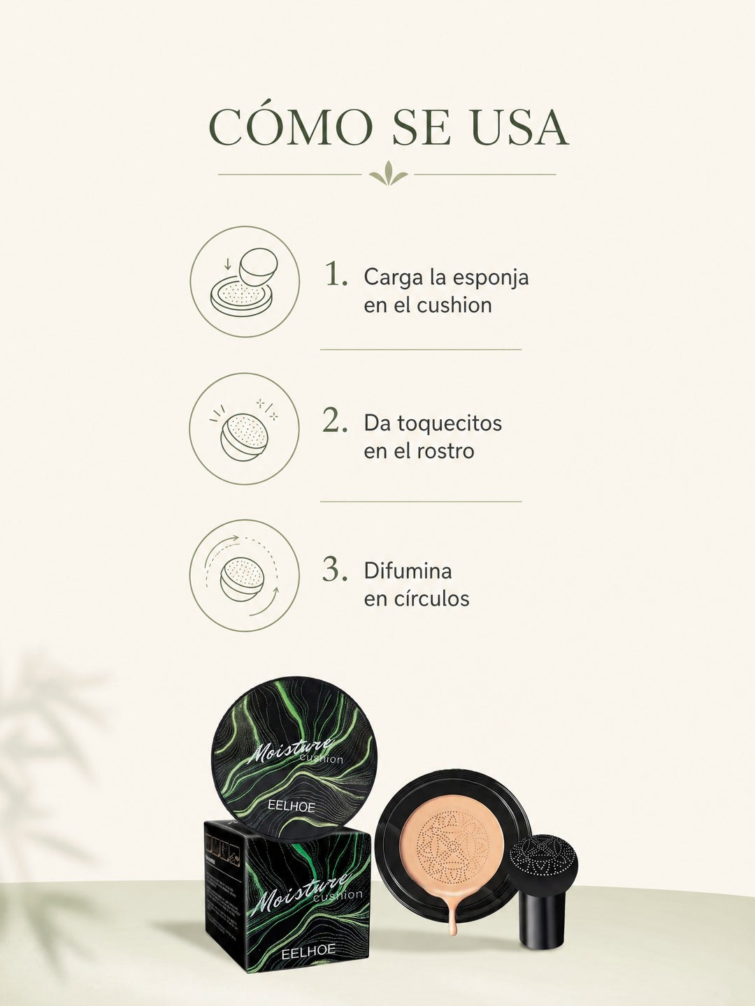 Cómo se usa la base en cushion en 3 pasos